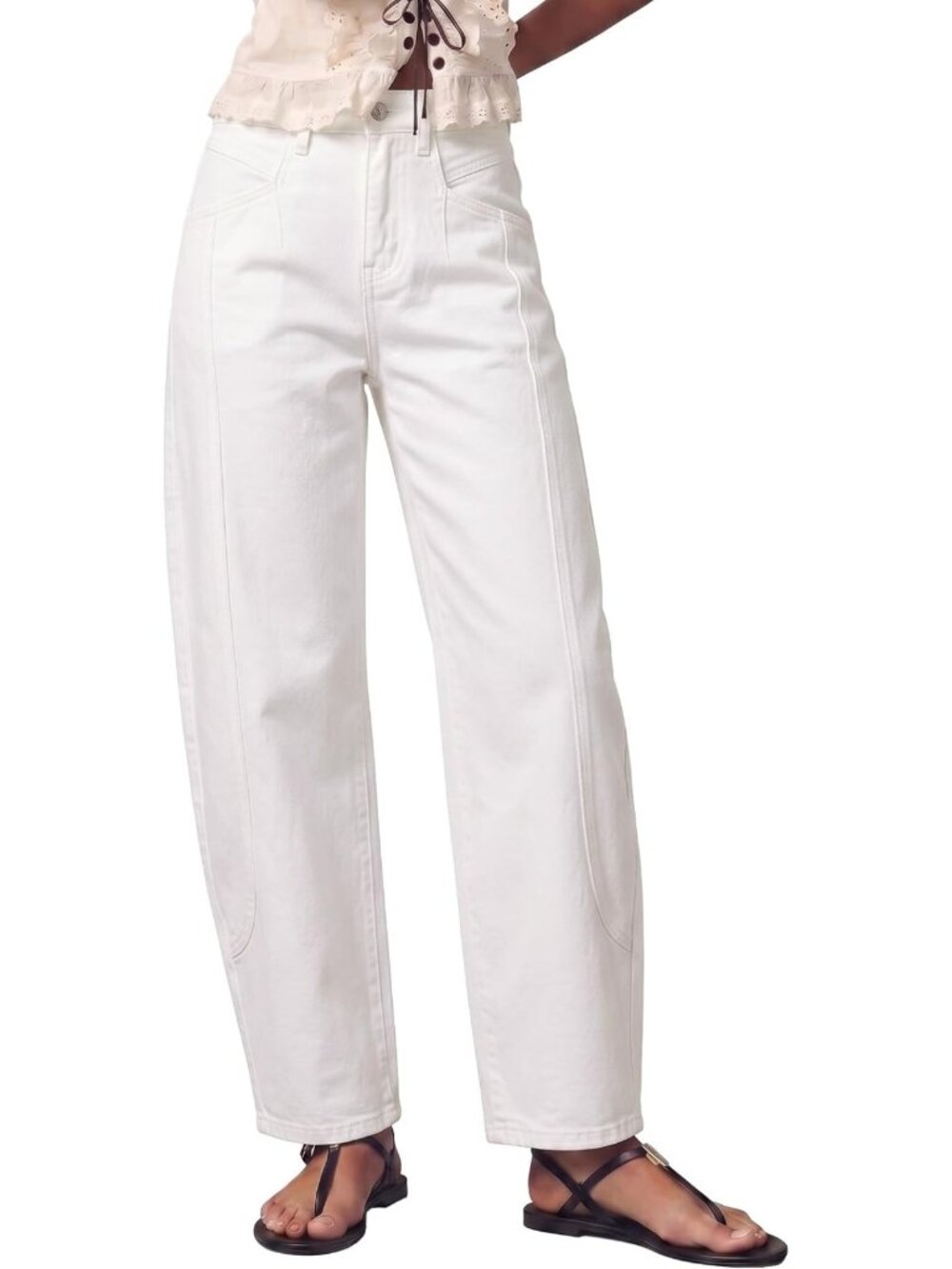 High-Waisted Baggy Barrel Jeans for Women | Stretchy Ankle Denim Pants